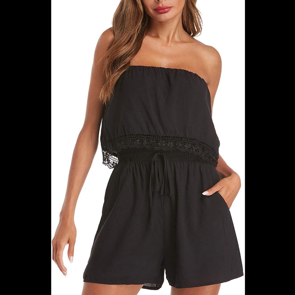Black Strapless Romper Size XL